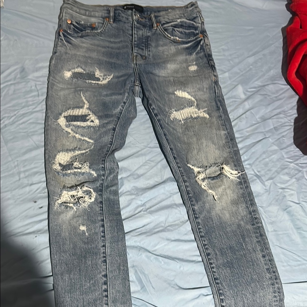 Men's Distressed Blue Jeans